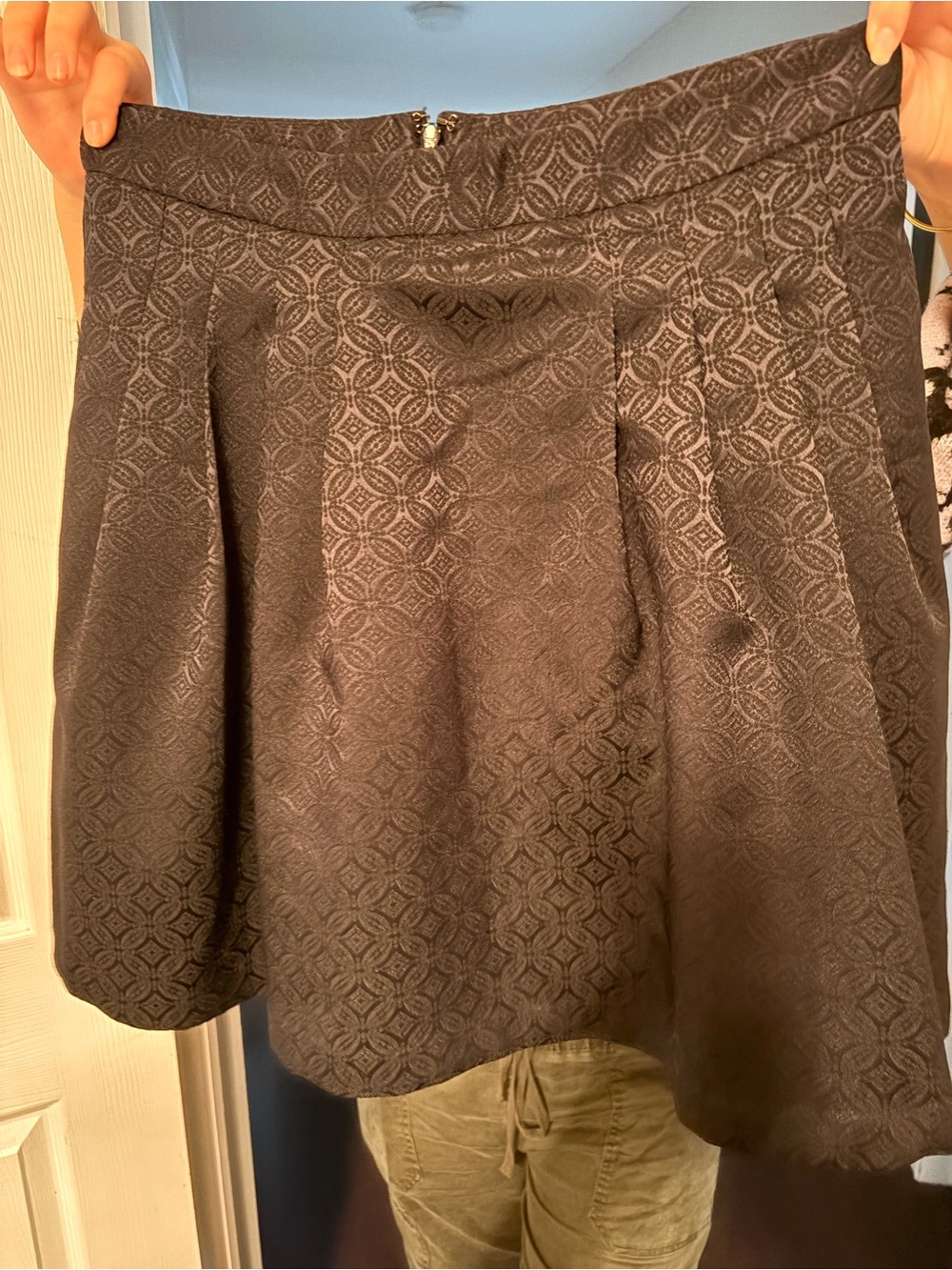 Banana Republic Black Textured Skater Skirt